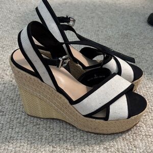 Marks & Spencer Black and Cream Wedge Sandals